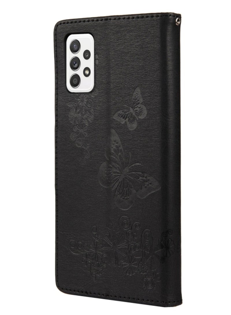 Case For Samsung Galaxy A23 5G Butterfly Embossed Horizontal Flip Leather Phone Case with Card Slot and Holder Black  - Image 3