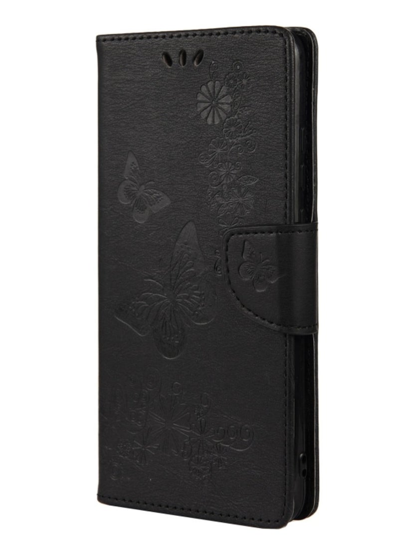 Case For Samsung Galaxy A23 5G Butterfly Embossed Horizontal Flip Leather Phone Case with Card Slot and Holder Black  - Image 2