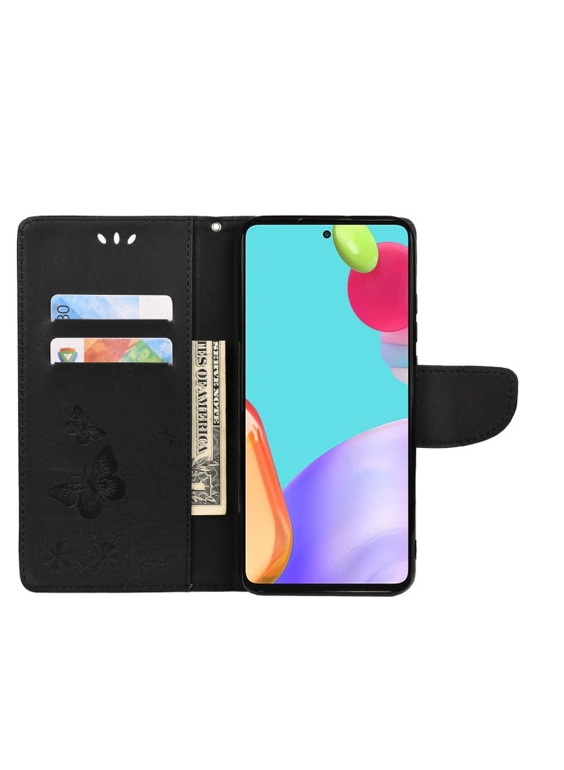 Case For Samsung Galaxy A23 5G Butterfly Embossed Horizontal Flip Leather Phone Case with Card Slot and Holder Black  - Image 4