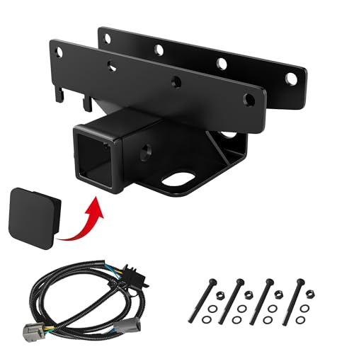 COZONY 2" Rear Bumper Trailer Tow Hitch Receiver Kit, for 2007-2018 Jeep Wrangler JK 4 Door & 2 Door Unlimited,Tow Hitch Accessories w/4-Pin Wiring Harness (Exclude JL Models) - Image 1