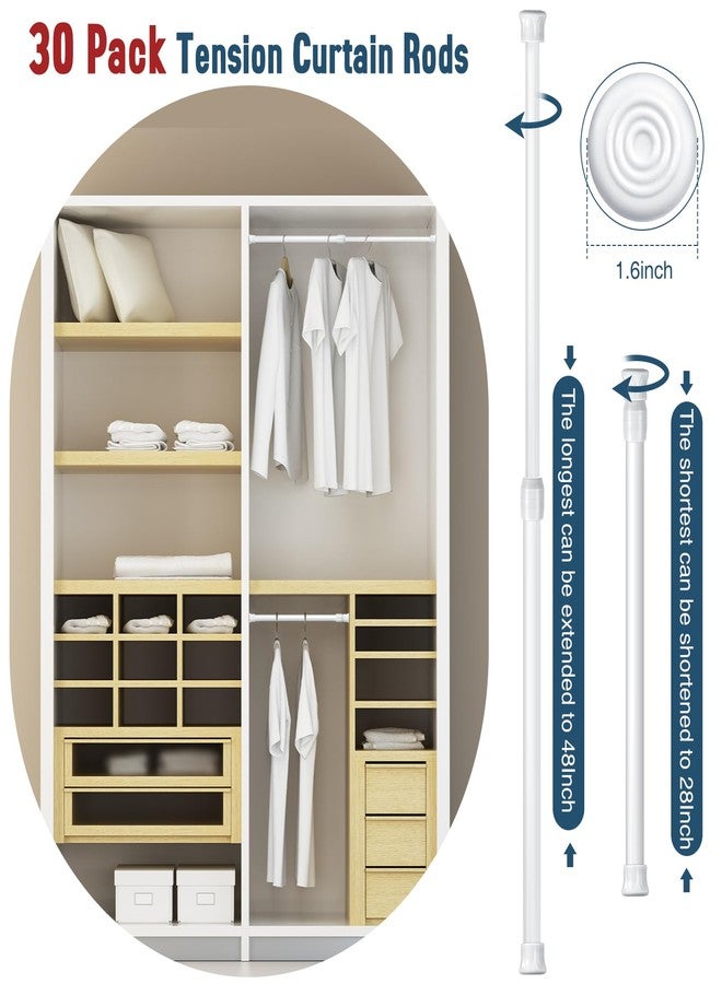Ripeng 30 Pack Tension Rod Bulk Adjustable 28 to 48 Inch Spring Shower Curtain Rods Expandable White RV Tension Bars Cupboard Bars No Punching for Windows Bathroom Bedroom Kitchen Closet Wardrobes - Image 2