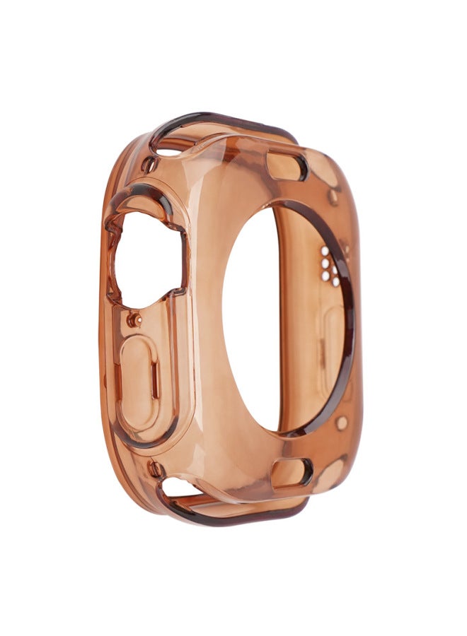 غطاء حماية رفيع للغاية من السيليكون الشفاف بالكامل لساعة Apple Watch الجيل 4/5/6/7/8 - اللون: بني جيلي - الأبعاد الخارجية: 42/44/45 مم - Image 1
