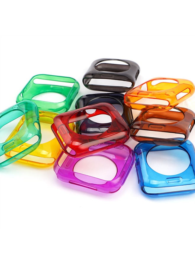 غطاء حماية رفيع للغاية من السيليكون الشفاف بالكامل لساعة Apple Watch الجيل 4/5/6/7/8 - اللون: بني جيلي - الأبعاد الخارجية: 42/44/45 مم - Image 4