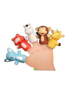 Set Of 5 Silicone Finger Puppets for Children and Babies, Animals Shape Bath Toy, Hand Puppet Stories Cute Small Dolls Rubber Bath Toy Gift for Children (Giraffe-Monkey-Horse-Tiger-Elephant)