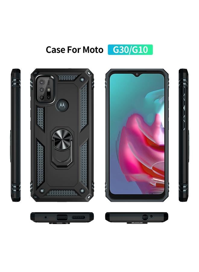 اس-توب جراب لهاتف Motorola Moto G10 / G30 مصنوع من مادة TPU + PC المقاومة للصدمات مع حامل دوار 360 درجة - Image 2