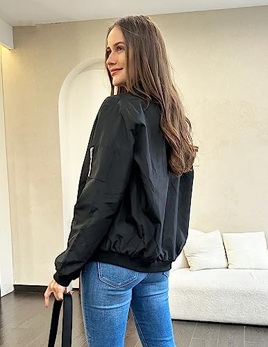 Zeagoo Womens Classic Quilted Jacket Short Bomber Jacket Coat, Black, Small - Image 4