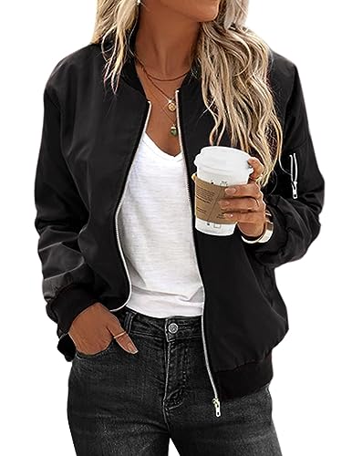 Zeagoo Womens Classic Quilted Jacket Short Bomber Jacket Coat, Black, Small - Image 1
