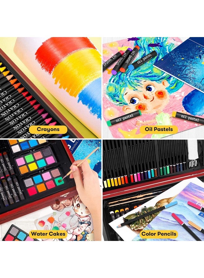 آي بايام مجموعة فنية خشبية فاخرة مكونة من 150 قطعة، مجموعة أدوات رسم يدوية مع كتاب تلوين واحد ولوحتي رسم، صندوق هدايا إبداعي للبالغين الفنانين المبتدئين والأطفال والبنات والأولاد - Image 5