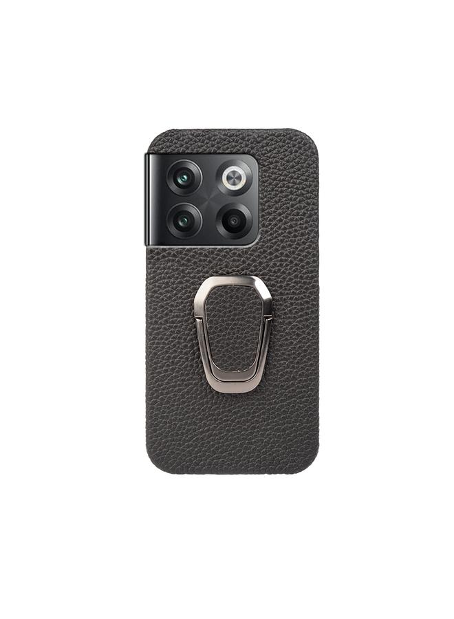 erorex Case For OnePlus Ace Pro / 11T Ring Holder Litchi Texture Genuine Leather Phone Case - Image 2
