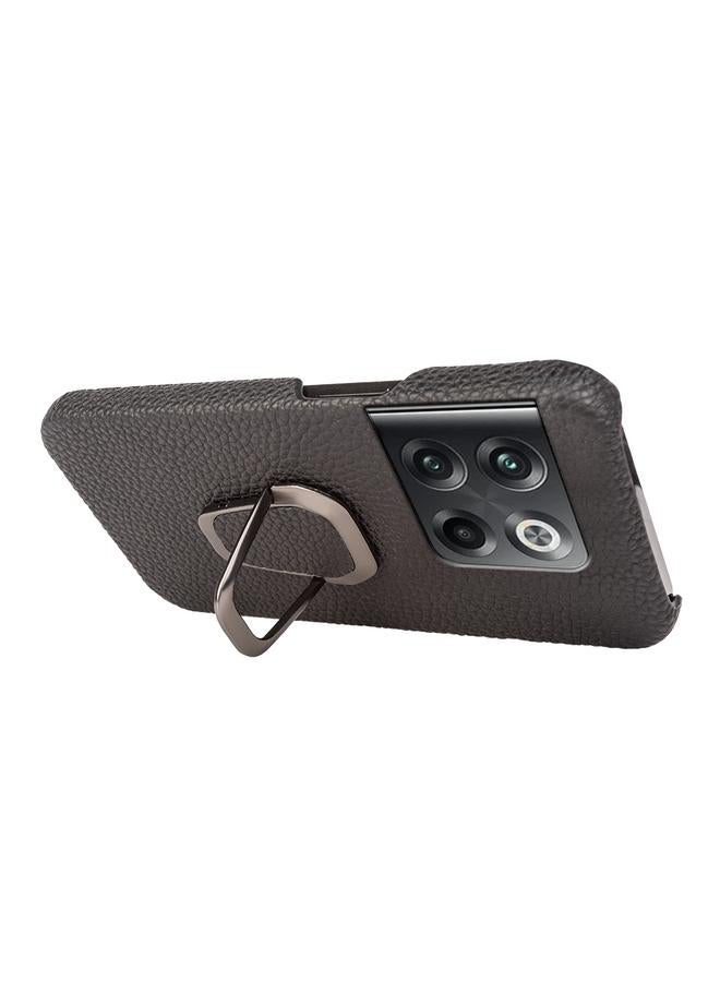 erorex Case For OnePlus Ace Pro / 11T Ring Holder Litchi Texture Genuine Leather Phone Case - Image 3