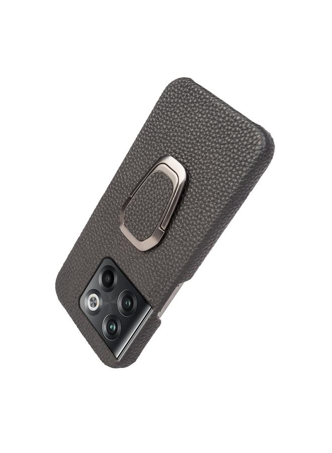 erorex Case For OnePlus Ace Pro / 11T Ring Holder Litchi Texture Genuine Leather Phone Case - Image 5