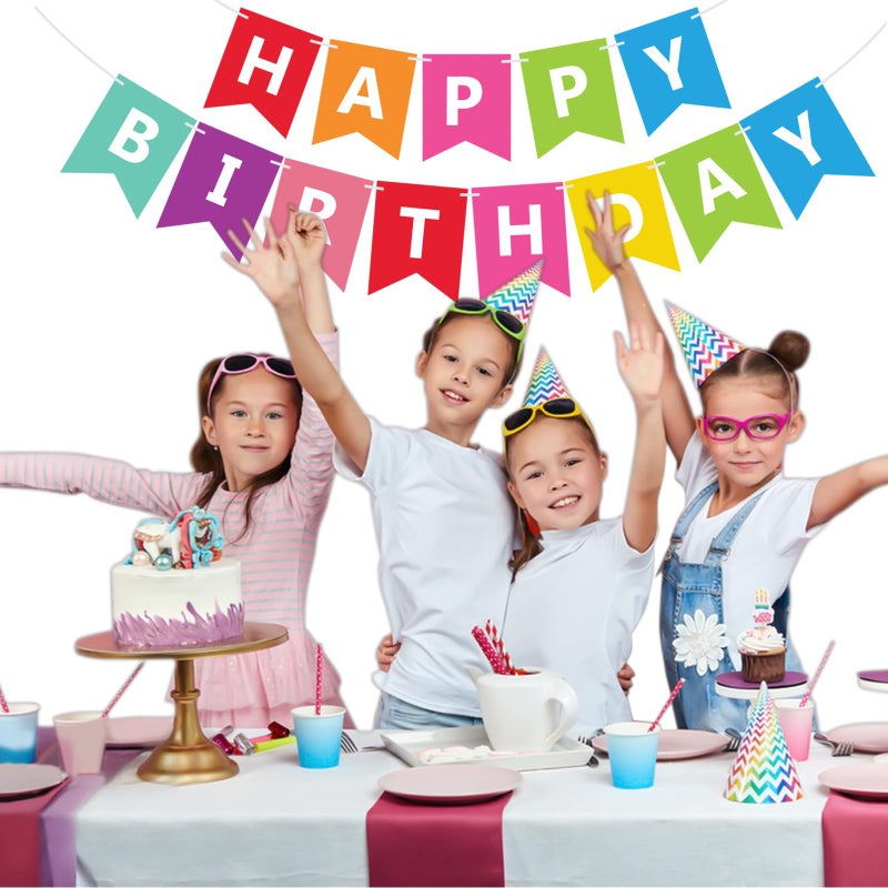 Fecedy Colorful Happy Birthday Banner Bunting for Birthday Party Decorations - Image 3