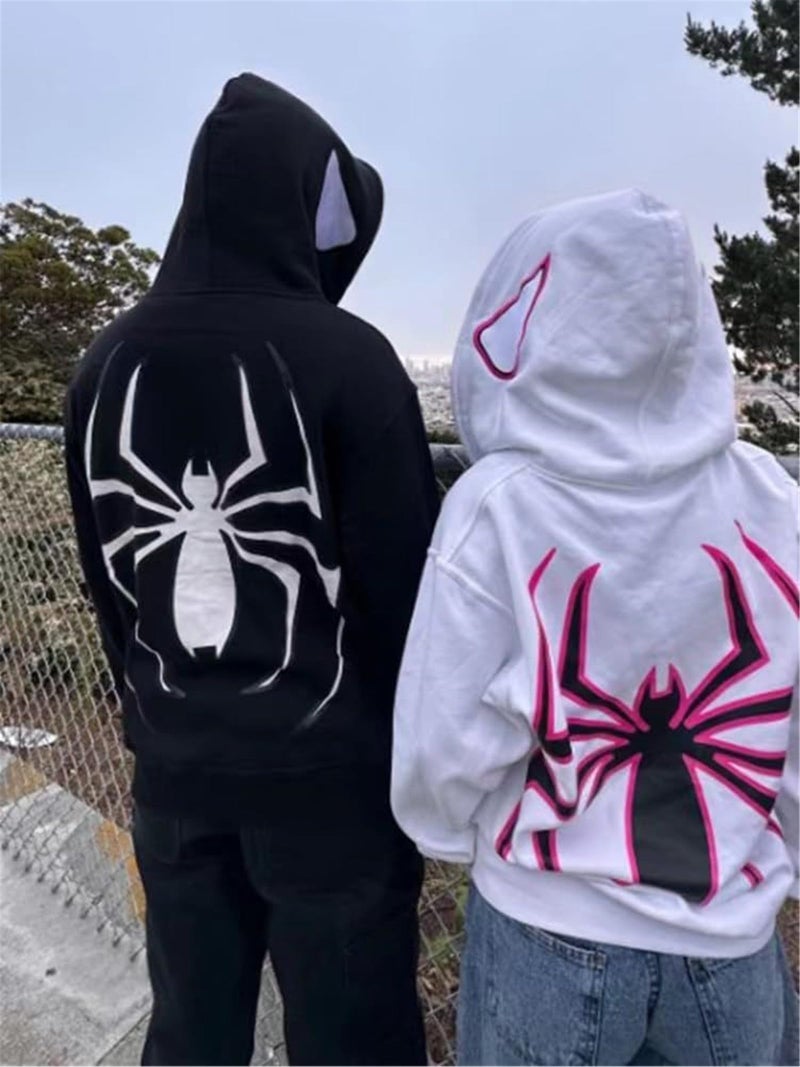 Asadovce Women Men Zip Up Y2k Oversized Hoodie Spider Graphic Full Zipper Sweatshirt Teen Girls Grunge Streetwear Jacket - Image 3