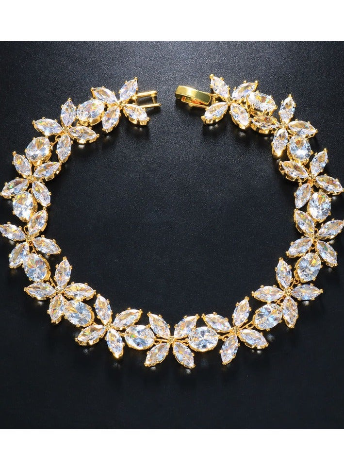 Mark Fairwhale Fashionable Full Diamond Heart-Shaped Simple Ankle Chain