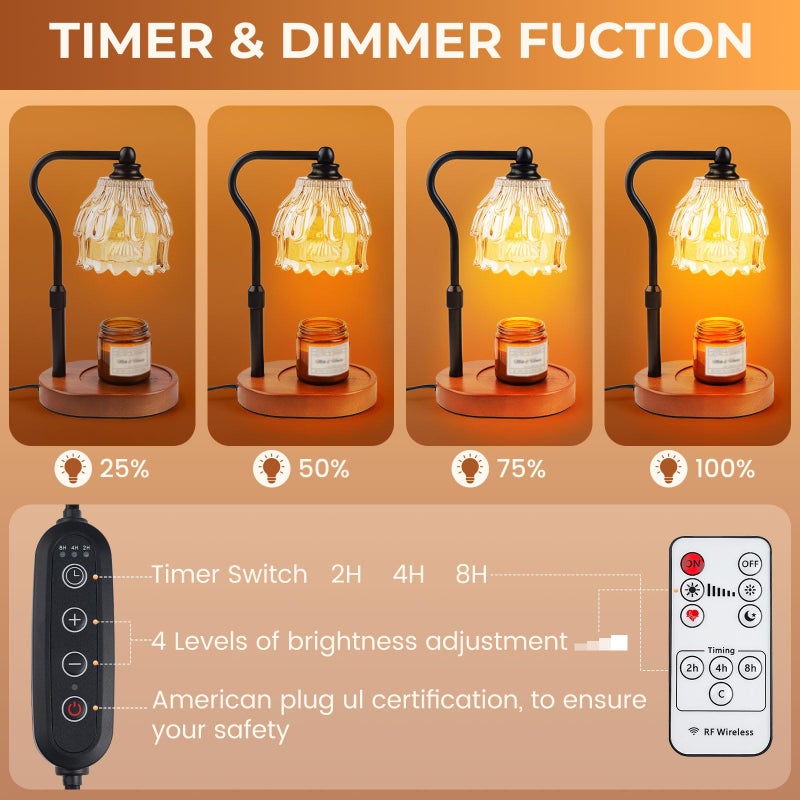 Fitrobust Candle Warmer Lamp with Timer and Wireless Remote Control, Dimmable Candle Warmer for Jar Candles, Height Adjustable Wax Melts Warmer, House Warming Gifts New Home Decor, Gifts for Women Mom(2 Pack) - Image 2