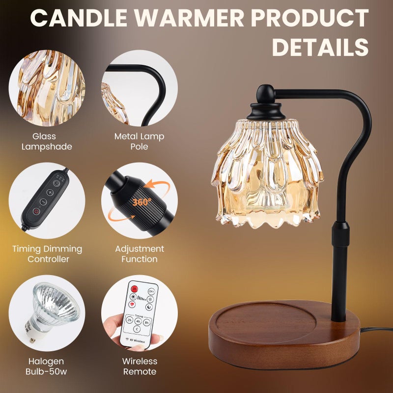 Fitrobust Candle Warmer Lamp with Timer and Wireless Remote Control, Dimmable Candle Warmer for Jar Candles, Height Adjustable Wax Melts Warmer, House Warming Gifts New Home Decor, Gifts for Women Mom(2 Pack) - Image 4