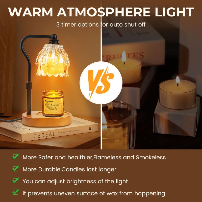 Fitrobust Candle Warmer Lamp with Timer and Wireless Remote Control, Dimmable Candle Warmer for Jar Candles, Height Adjustable Wax Melts Warmer, House Warming Gifts New Home Decor, Gifts for Women Mom(2 Pack) - Image 5