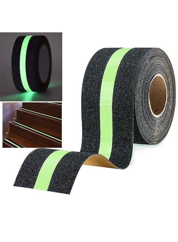 Auger Anti Slip Grip Tape Glowing in Dark, Non Slip Adhesive Stair Treads, 5cmx5m Heavy Duty Grit Anti Slip Tape for Stairs Outdoor Indoor, Waterproof Safety Non-Slip Traction Grip Tape to Tubs, Boats, Comfortable for Bare Feet - Image 1