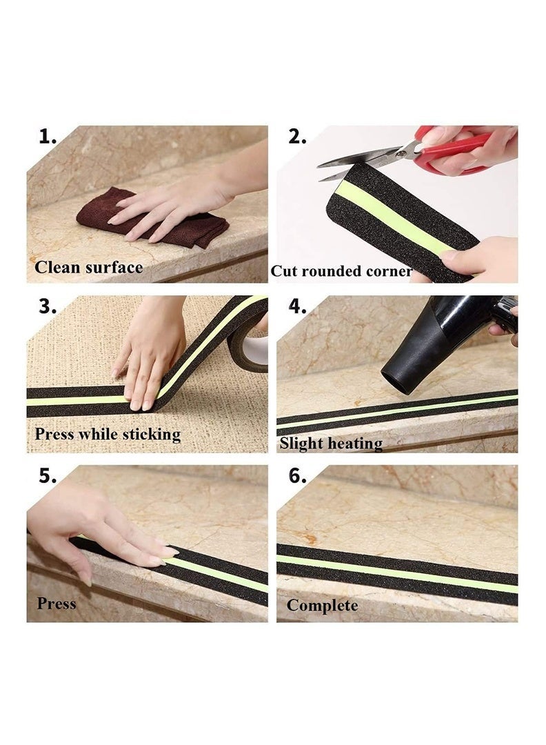 Auger Anti Slip Grip Tape Glowing in Dark, Non Slip Adhesive Stair Treads, 5cmx5m Heavy Duty Grit Anti Slip Tape for Stairs Outdoor Indoor, Waterproof Safety Non-Slip Traction Grip Tape to Tubs, Boats, Comfortable for Bare Feet - Image 4