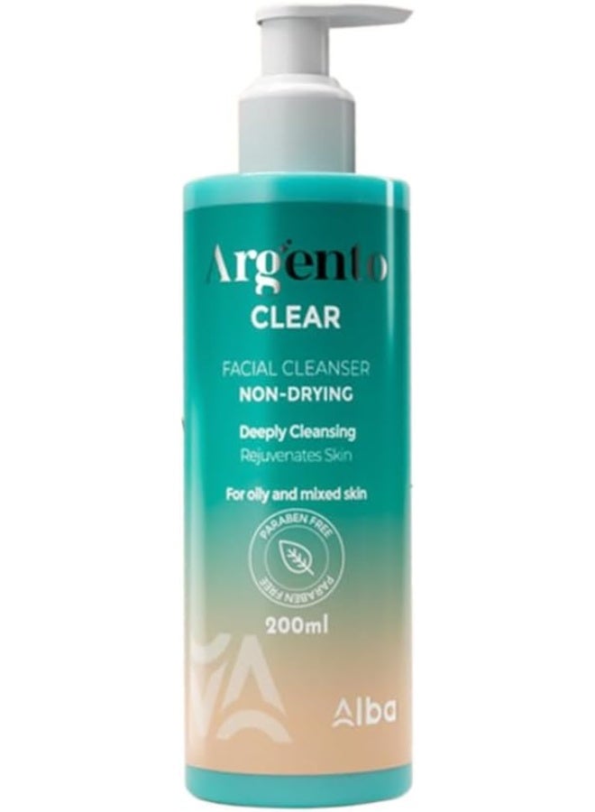 ارجنتو كلير غسول أرجنتو كلير (Argento Clear) للبشرة الدهنية والمختلطة - 200 مل - علاج الحبوب، المسام، والرؤوس السوداء  تنظيف عميق، تحكم بالزيوت، وترطيب لجميع أنواع البشرة - Image 1