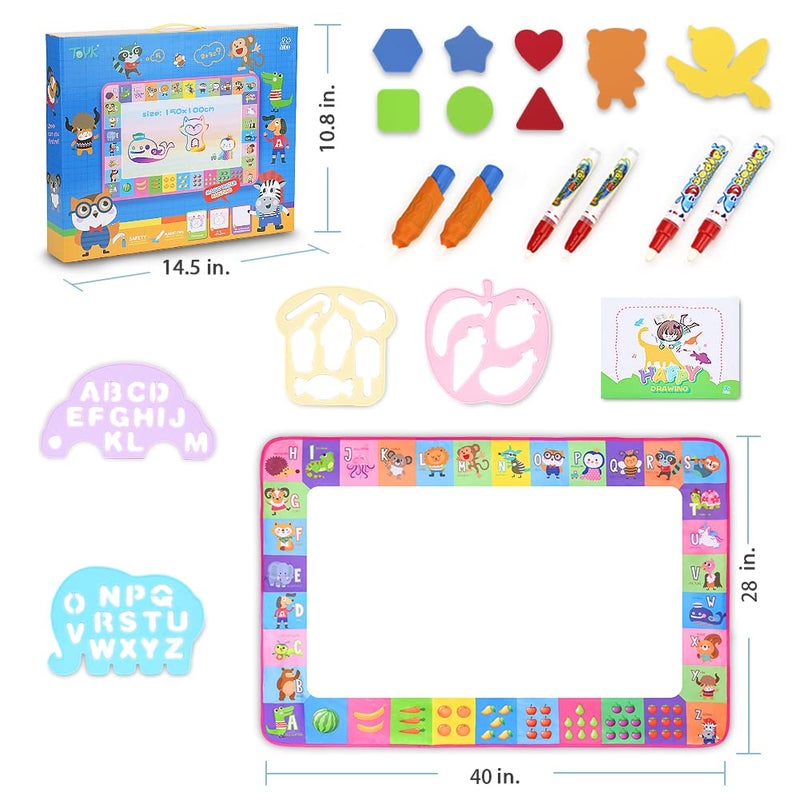 Toyk Water Doodle Mat - Kids Painting Writing Doodle Toy Board - Color Doodle Drawing Mat Bring Magic Pens Educational Toys for Age 3 4 5 6 7 8 9 10 11 12 Year Old Girls Boys Age Toddler Gift (Pink) - Image 5