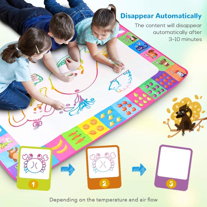 Toyk Water Doodle Mat - Kids Painting Writing Doodle Toy Board - Color Doodle Drawing Mat Bring Magic Pens Educational Toys for Age 3 4 5 6 7 8 9 10 11 12 Year Old Girls Boys Age Toddler Gift (Pink) - Image 3