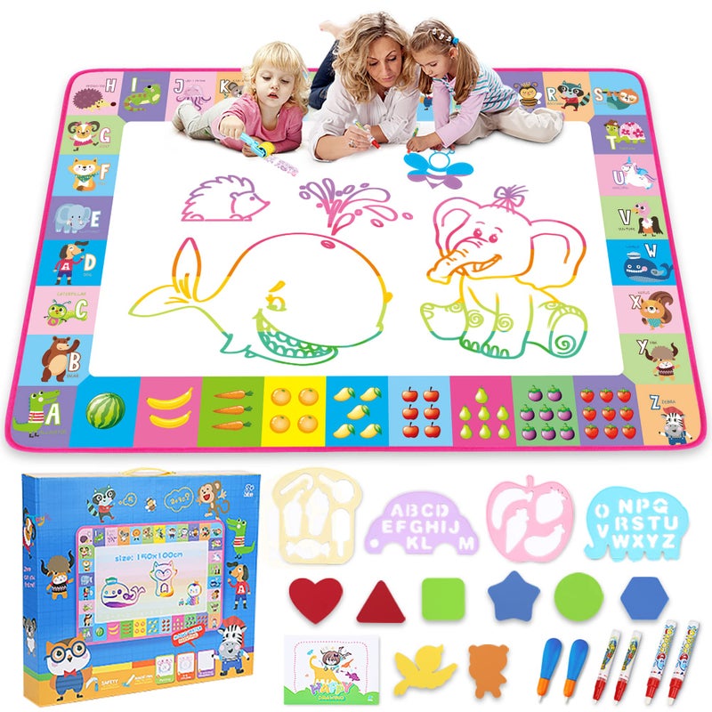 Toyk Water Doodle Mat - Kids Painting Writing Doodle Toy Board - Color Doodle Drawing Mat Bring Magic Pens Educational Toys for Age 3 4 5 6 7 8 9 10 11 12 Year Old Girls Boys Age Toddler Gift (Pink) - Image 1