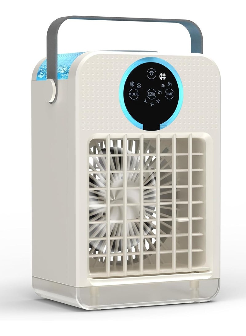 Cooling Fan, 3-IN-1 Evaporative Air Cooler with Touch Screen, 3 Speeds & 3 Timers, Cold/Natural Wind Modes, 7-Color LED Lights, Desktop Cooling Fan for Home Office Outdoors - Image 1