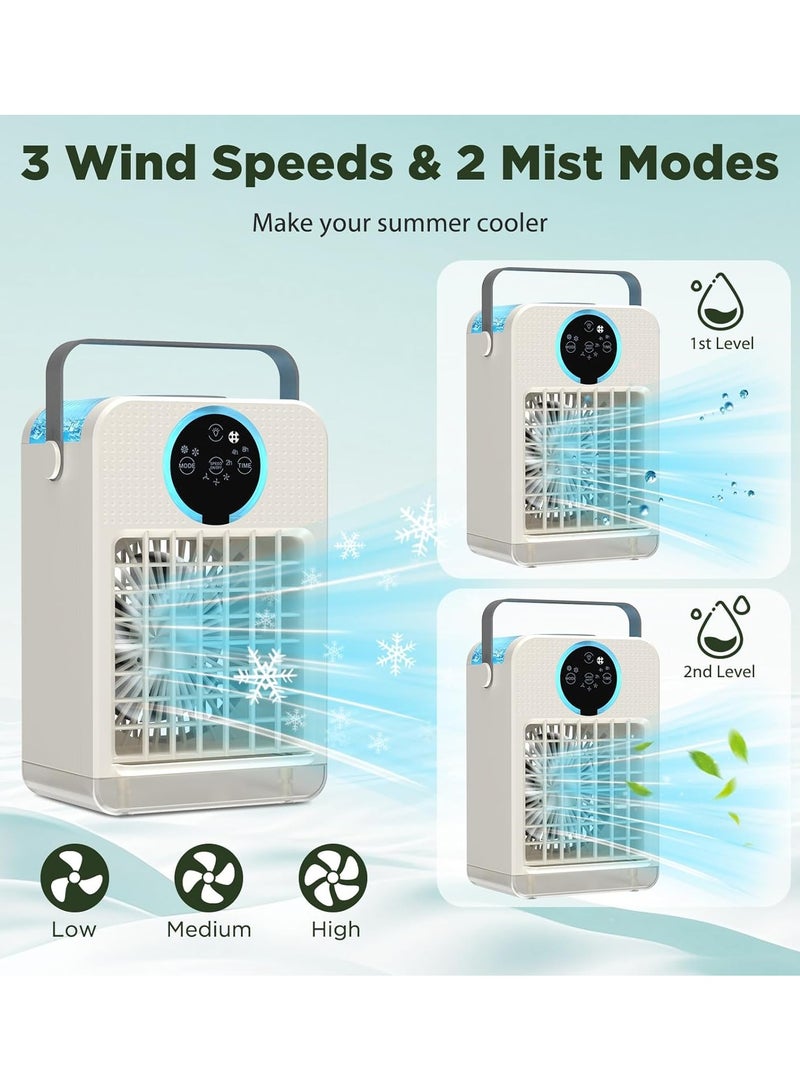 Cooling Fan, 3-IN-1 Evaporative Air Cooler with Touch Screen, 3 Speeds & 3 Timers, Cold/Natural Wind Modes, 7-Color LED Lights, Desktop Cooling Fan for Home Office Outdoors - Image 3