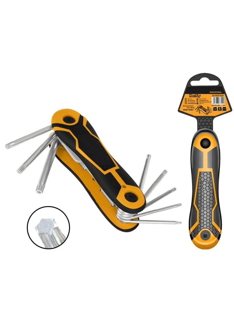 GSK Cut - GSK Cut 8 Pc Folding Allen Wrench Set CRV Hex Key Set Folding Pocket Allen Key Portable Hex Key Set for Basic Home Repair and General Applications - Image 1