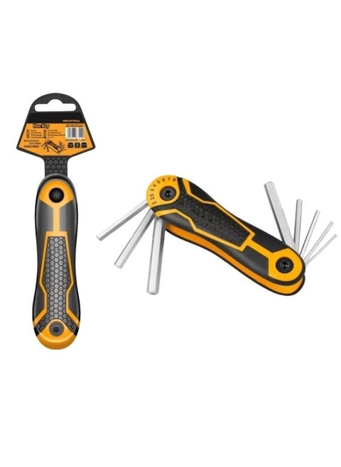 GSK Cut 8 Pc Folding Allen Wrench Set CRV Hex Key Set Folding Pocket Allen Key Portable Hex Key Set for Basic Home Repair and General Applications