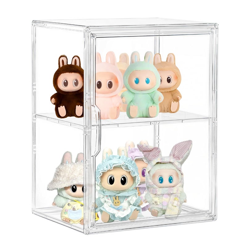 TrendyBin Acrylic Display Case 2 Layer Clear Figure Display Cases for Collectibles with Magnetic Door Acrylic Box with Movable Dividers 1 Pack - Image 2