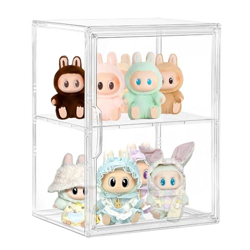TrendyBin Acrylic Display Case 2 Layer Clear Figure Display Cases for Collectibles with Magnetic Door Acrylic Box with Movable Dividers 1 Pack - Image 1