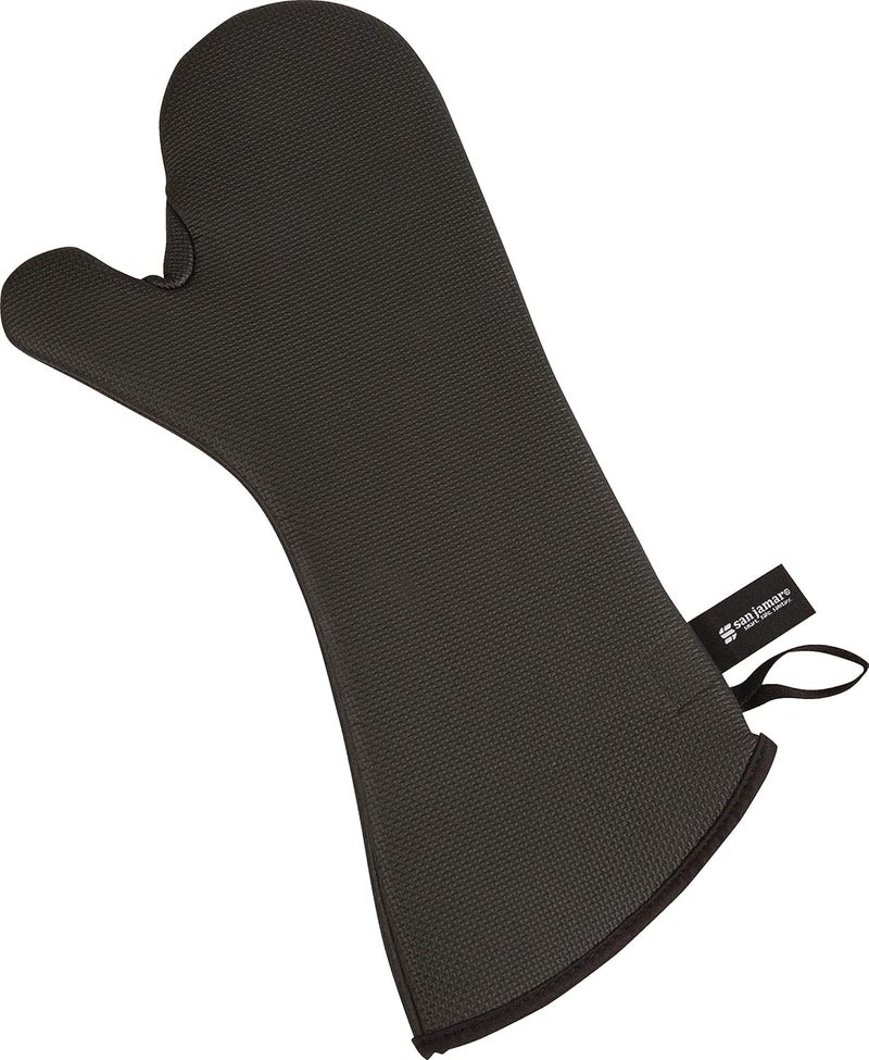 San Jamar UCMX17BK 17-Inch Textured Neoprene Oven Mitt with WebGuard - Black - Image 1