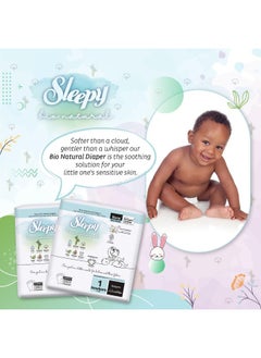 Sleepy Pack Of 128 Bio Natural Premium Size 1 Diapers, Baby Dry Taped Diapers, 2-5Kg Hypoallergenic, Water Based, Almond Milk, Vegan, 100% Leakproof, 2 X 64 Pieces  - Image 5