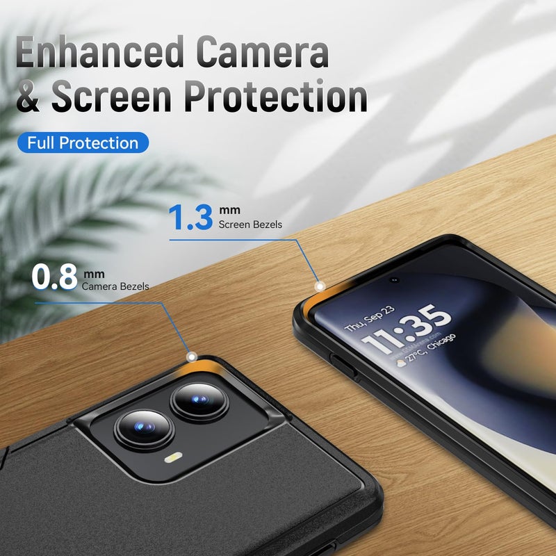 Warsia for Motorola Edge 2024 Case, with HD Screen Protector [Military Grade Drop Tested] Heavy-Duty Tough Rugged Shockproof Protective Case for Moto Edge 2024, Black - Image 4