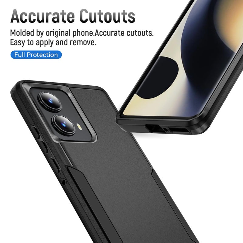Warsia for Motorola Edge 2024 Case, with HD Screen Protector [Military Grade Drop Tested] Heavy-Duty Tough Rugged Shockproof Protective Case for Moto Edge 2024, Black - Image 3