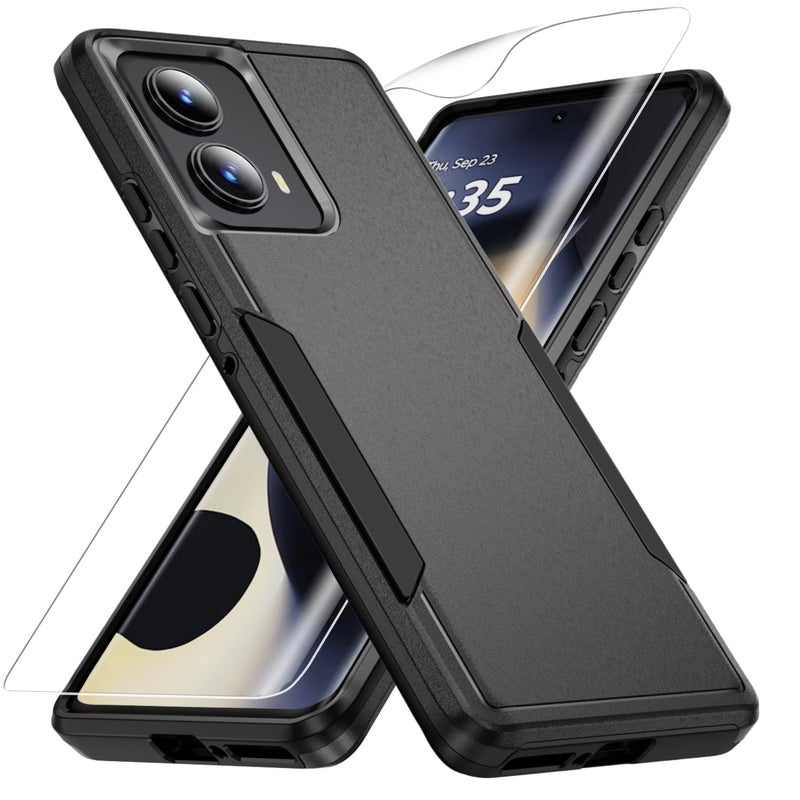 Warsia for Motorola Edge 2024 Case, with HD Screen Protector [Military Grade Drop Tested] Heavy-Duty Tough Rugged Shockproof Protective Case for Moto Edge 2024, Black - Image 1