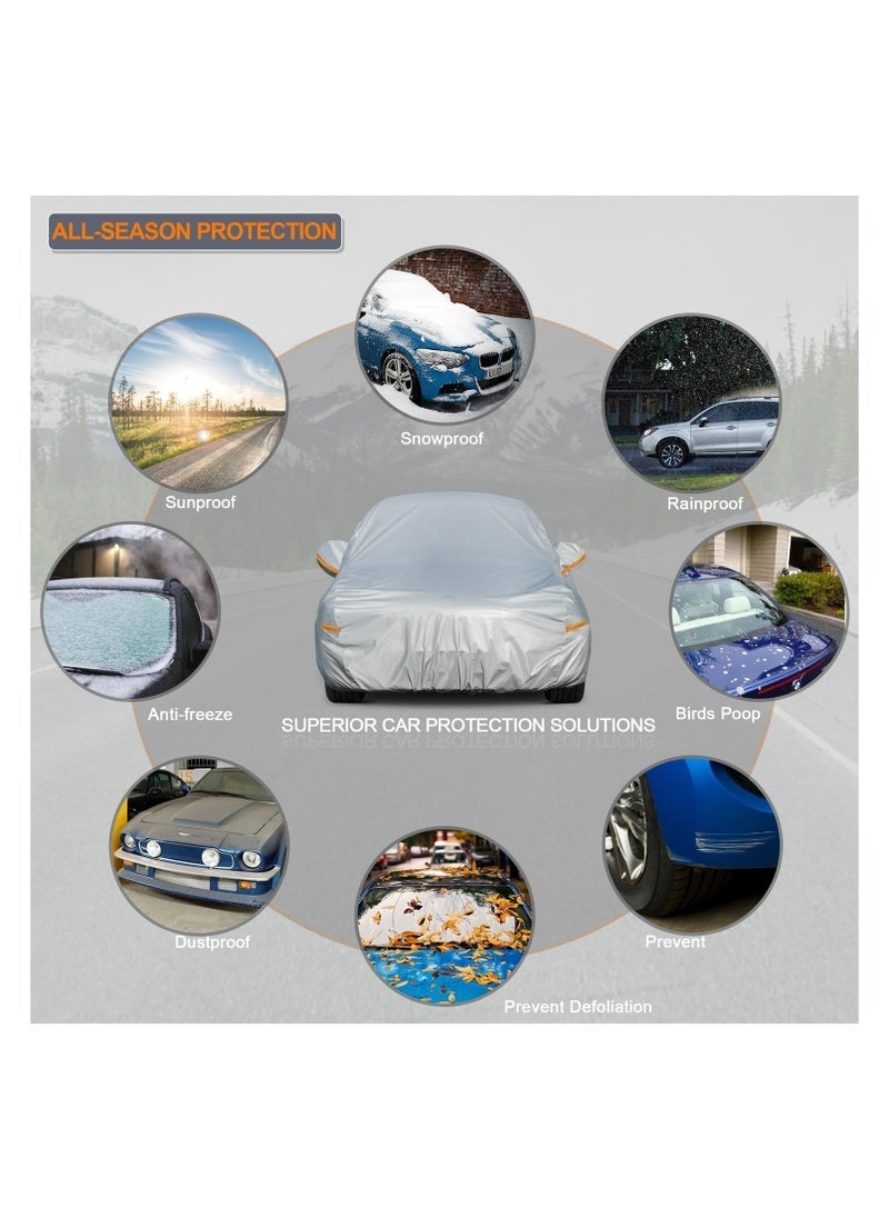 TIGER Car Cover Waterproof All Weather for Automobiles, Outdoor Full Cover Rain Sun UV Protection with Zipper Cotton, Universal Fit for Sedan Car - Image 4