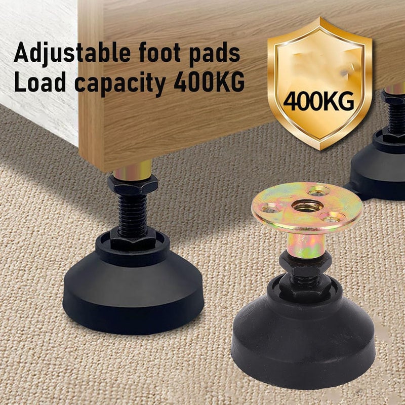 Adjustable Furniture Support Legs Easy Leveling Non Slip Furniture Riser for Uneven Floors Load Bearing 400kg Black - Image 2