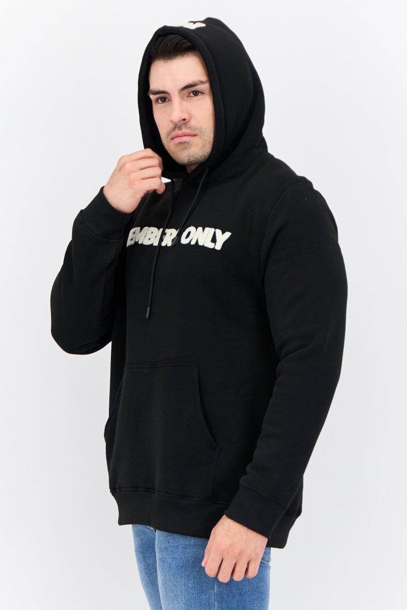 MEMBERS ONLY هودي بأكمام طويلة مزين بشعار للرجال، أسود - Image 2