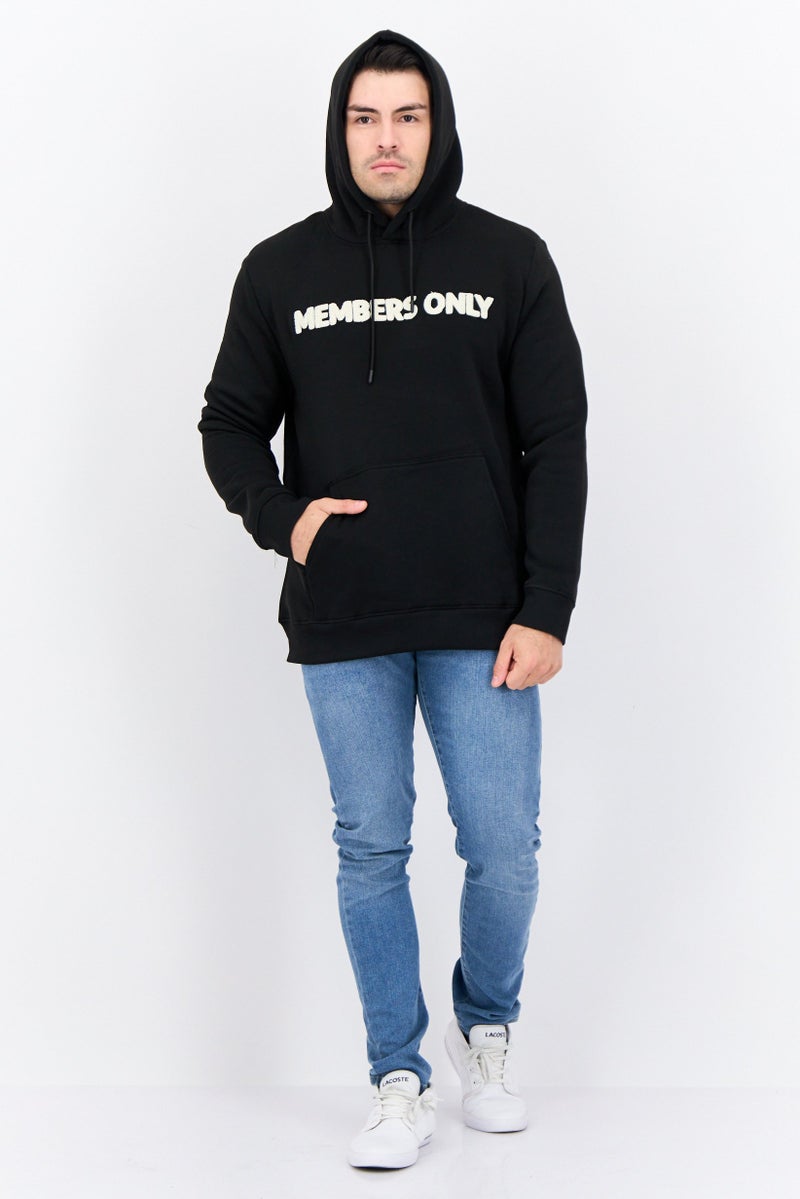 MEMBERS ONLY هودي بأكمام طويلة مزين بشعار للرجال، أسود - Image 4