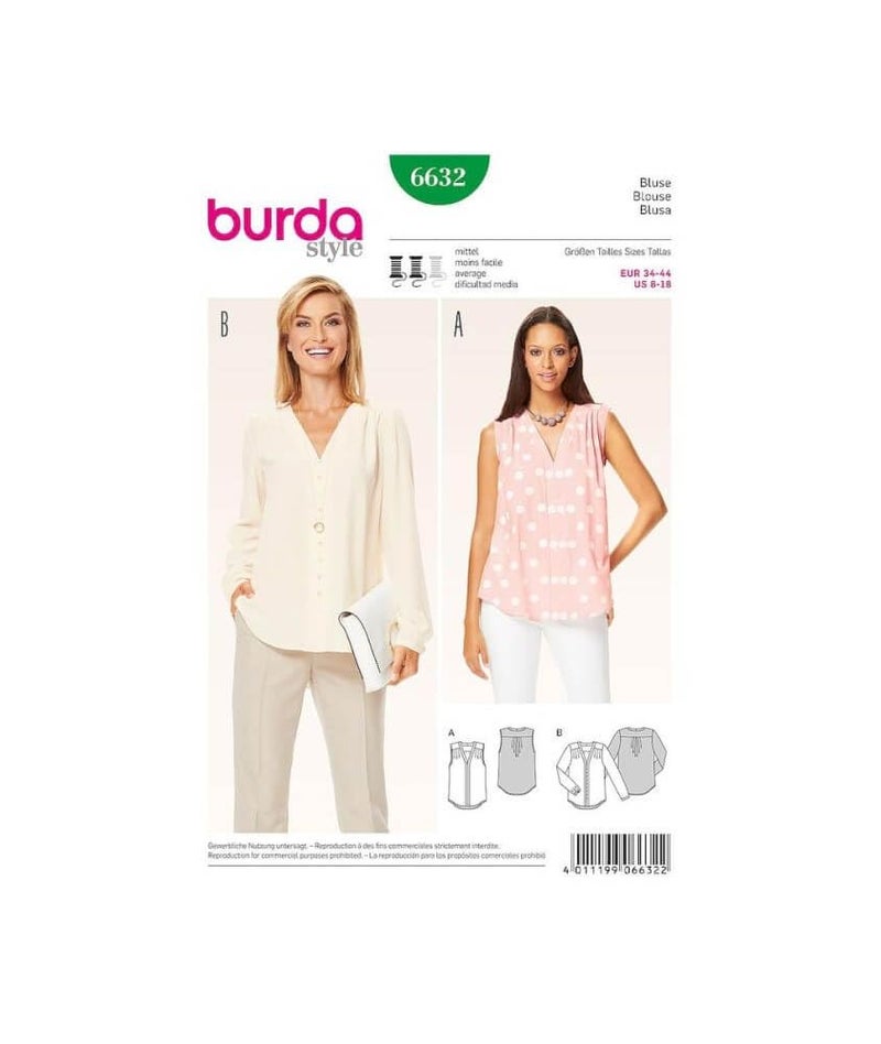 Burda Style Sewing Pattern B6632 Misses Blouse