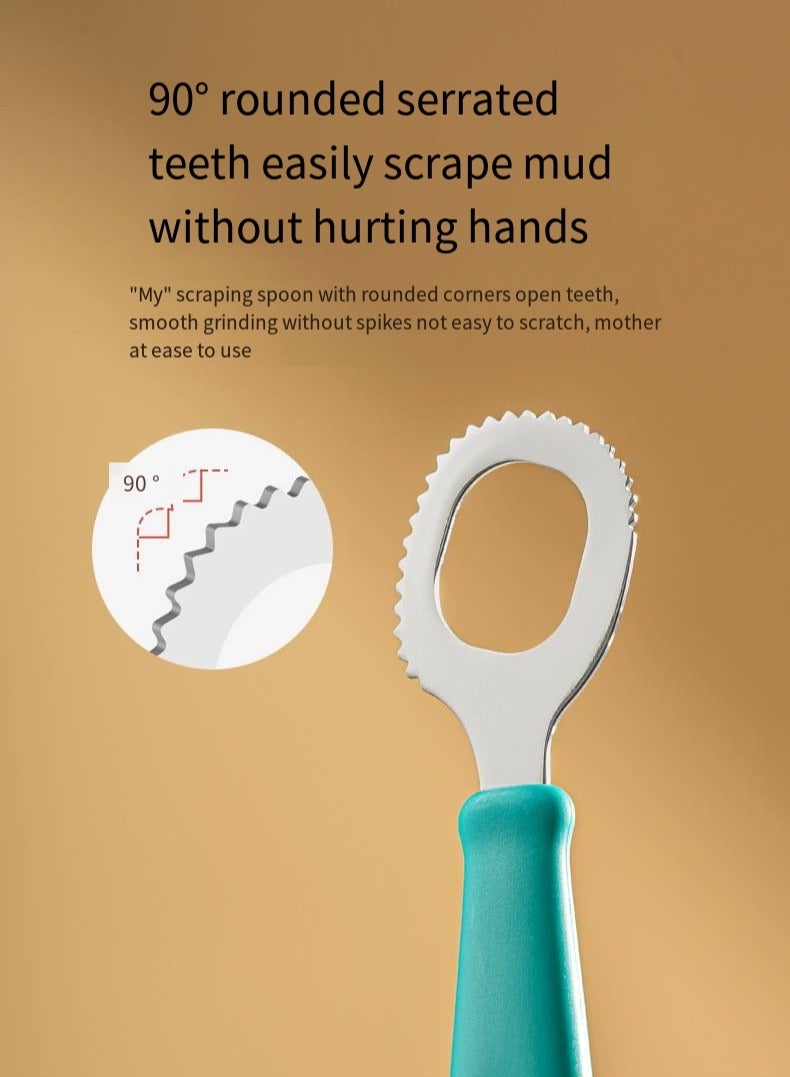 أطفال الهوغوز ملعقة فول، ملعقة فواكه ثنائية الأطراف، أدوات مائدة الأطفال، الاستخدام المحمول للرضع والأطفال الصغار لتناول الفاكهة (أخضر) - Image 5