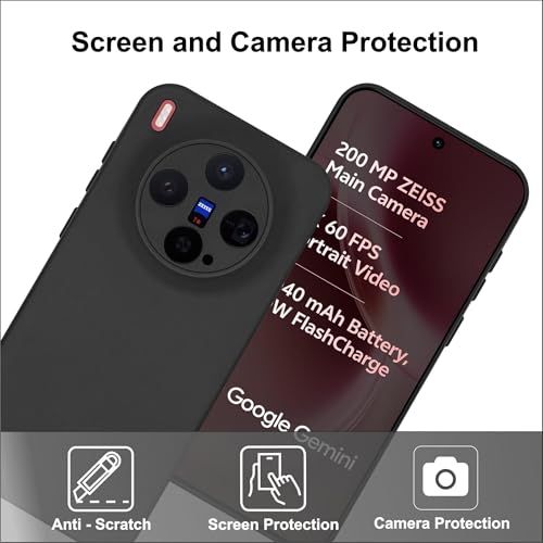 SBMS Silicone Back Cover Case for Vivo X300 5G | Soft Micro-Fibre Lining Inside | Camera Protection Bump | Shockproof Back Cover Case for Vivo X300 5G (Candy Cloth_Black) - Image 2