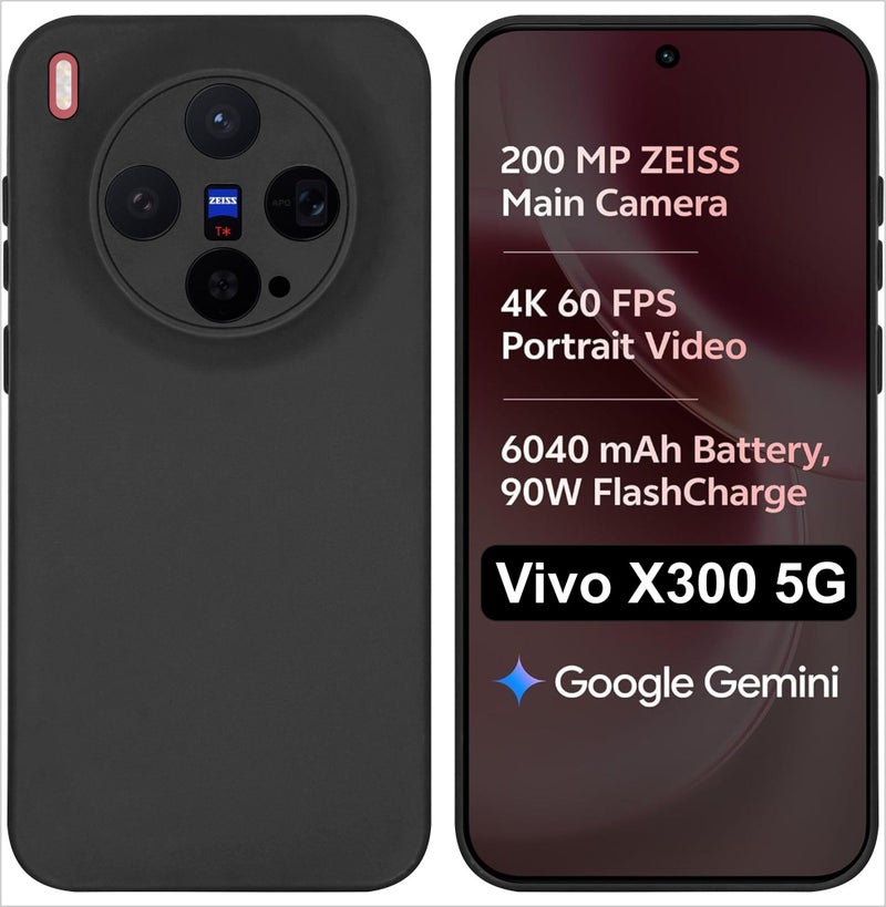 SBMS Silicone Back Cover Case for Vivo X300 5G | Soft Micro-Fibre Lining Inside | Camera Protection Bump | Shockproof Back Cover Case for Vivo X300 5G (Candy Cloth_Black) - Image 1