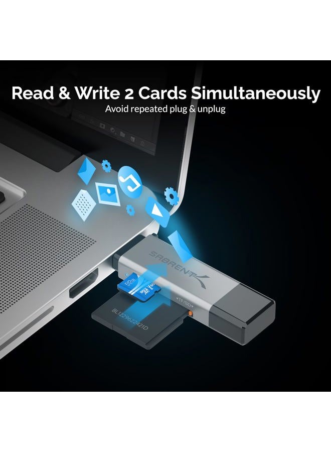 Sabrent USB 3.0 and USB Type-C OTG Card Reader Supports SD, SDHC, SDXC, MMC/MicroSD, T-Flash (CR-BCA2) - Image 2