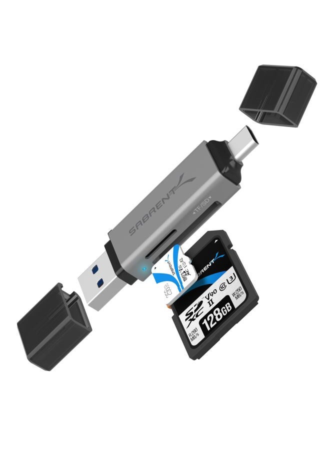 Sabrent USB 3.0 and USB Type-C OTG Card Reader Supports SD, SDHC, SDXC, MMC/MicroSD, T-Flash (CR-BCA2) - Image 1