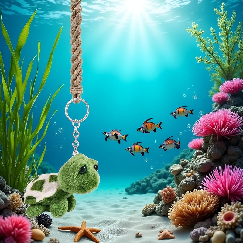 SquarezhenBo Green Mini Sea Turtle Stuffed Animal, Sea Creatures Turtle Doll Keychain Gift Plush Key Ring Cartoon Bag Pendant Auto Animal Keychain Decoration Plush Toys Automobile Keychains Trim Stuffed Animals - Image 5
