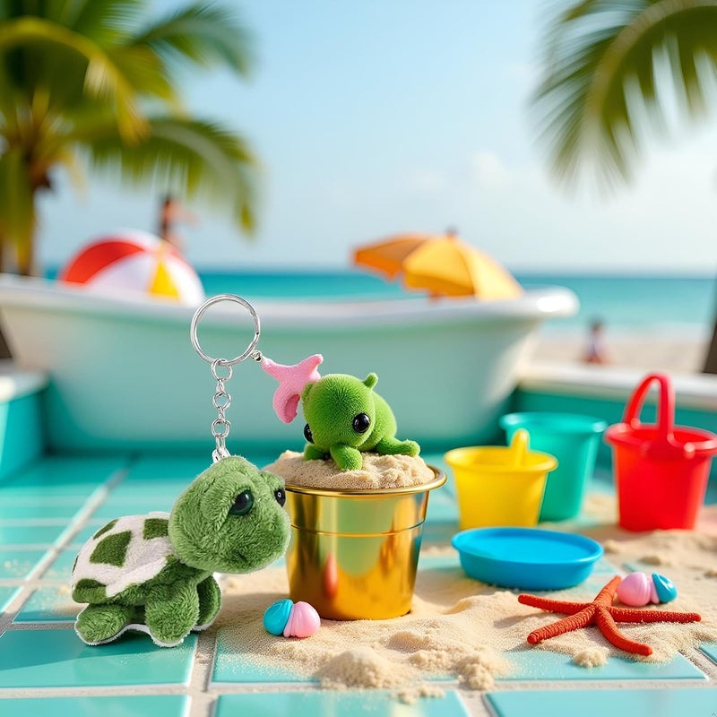 SquarezhenBo Green Mini Sea Turtle Stuffed Animal, Sea Creatures Turtle Doll Keychain Gift Plush Key Ring Cartoon Bag Pendant Auto Animal Keychain Decoration Plush Toys Automobile Keychains Trim Stuffed Animals - Image 3